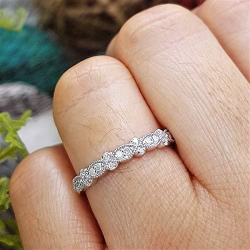 Dazzlingrock Collection 0.15 Carat (ctw) Sterling Silver Round White Diamond Ladies Anniversary Wedding Band, Size 8