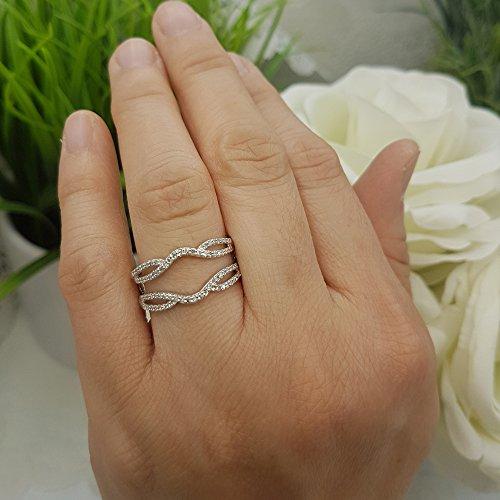 Dazzlingrock Collection 0.35 Carat (ctw) 10K White Diamond Wedding Band Enhancer Guard Double Ring 1/3 CT, White Gold, Size 7