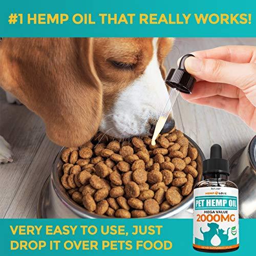 Organic Hemp Oil for Dogs & Cats - 2000mg - Premium Hemp Extract - Anxiety Relief for Dogs - Grown & Made in USA - Omega 3, 6 & 9 - Supports Hip & Joint Health - Natural Relief for Pain