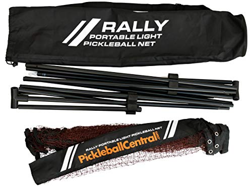 Rally Portable Light Pickleball Net - 20 Foot Lightweight Portable Pickleball Net and Frame - Regulation Height - Easy Set-Up and Take Down (Enhanced Strength Steel Tube Frame + Net + Carry Bag)