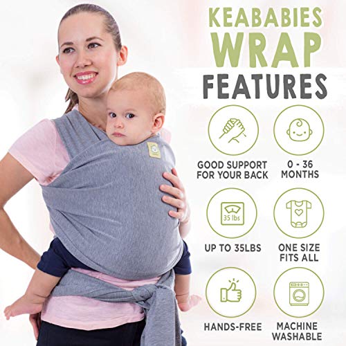 Baby Wrap Carrier All-in-1 Stretchy Baby Wraps - Baby Sling - Infant Carrier - Babys Wrap - Hands Free Babies Carrier Wraps - Baby Shower Gift (Classic Gray)
