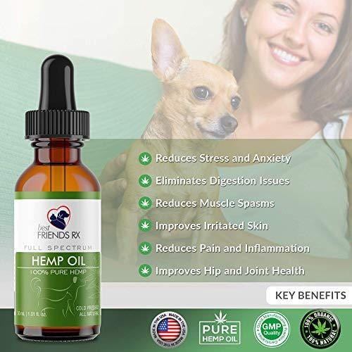 Hemp Oil for Dogs and Cats Ultra Pure, Pharmacy Grade | All-Natural Hip and Joint Pain Relief | Helps Relieve Stress, Anxiety | Calming Effect | Treat, Food Supplement | Best Friends RX