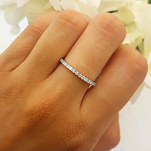 Dazzlingrock Collection 0.25 Carat (ctw) 14K Round White Diamond Ladies Stackable Wedding Band 1/4 CT, White Gold, Size 5.5