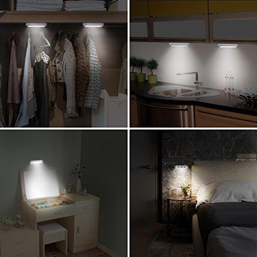 OxyLED Tap Closet Lights, One Touch Light, Stick-on Anywhere 4-Led Touch Tap Light, Cordless Touch Sensor LED Night Light, Battery Operated Stair Safe Lights, 180° Rotation, 3 Pack