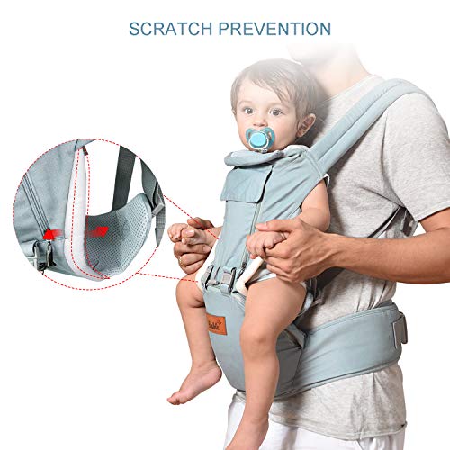 Bable Baby Carrier Hip Seat Grey and Green (Green)