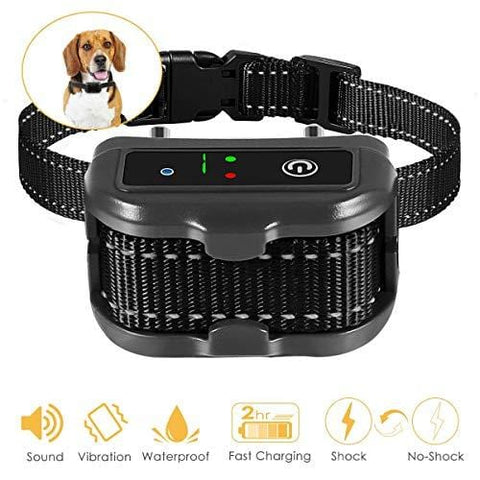 ELenest Bark Collar, 2019 Upgraded Smark Barking Control Device, Adjustable Vibration, Shock Sensitivity Level, Rechargeable Waterproof, Barking Detection for Dog, No Bark Collar