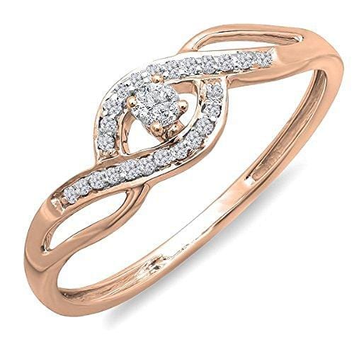 Dazzlingrock Collection 0.15 Carat (ctw) 10k Round Cut Diamond Ladies Engagement Bridal Promise Ring, Rose Gold, Size 8.5