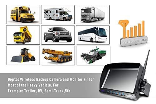ZEROXCLUB Digital Wireless Backup Camera System Kit No Interference IP69 Waterproof Wireless Rearview Camera 7''Wireless Reversing Monitor for Truck/Semi-Trailer/RV/Box Truck WX04