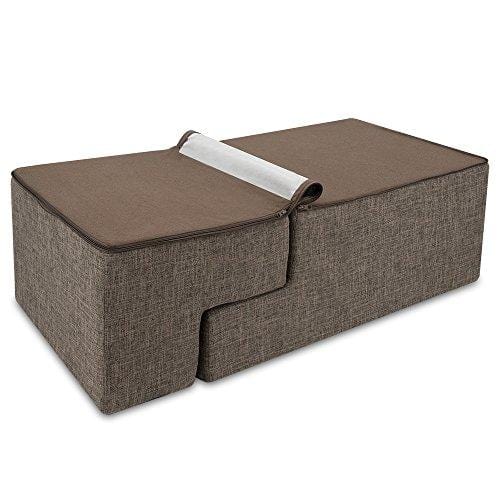 Best Pet Supplies Foldable CertiPUR-US Certified Foam Pet Stairs/Steps - Brown Linen, 4-Step (H: 22")