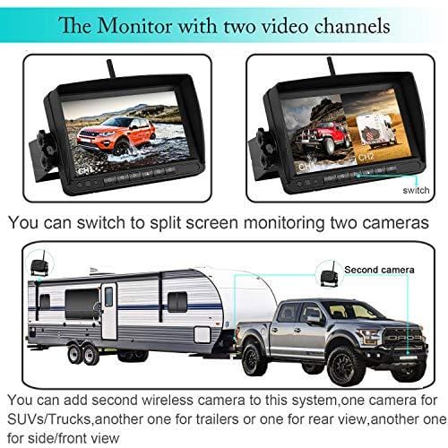 LeeKooLuu HD Digital Wireless Backup Camera 7''Monitor Highway Observation System for RVs,Travel Trailers,Trucks,Motorhome Mirror/Facing Image Flip Newest IP69K Waterproof Camera Super Night Vision
