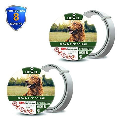 zpetii Flea & Tick Collar for Dog Waterproof Collars Fits All Large Medium & Small Dogs for 8 Months 2 Pack