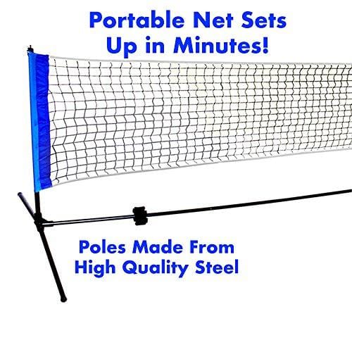 Driveway Games Portable Outdoor Pickleball Set. 2 Wood Racket Paddles, 2 Pickelballs, Bag and Net System Equipment