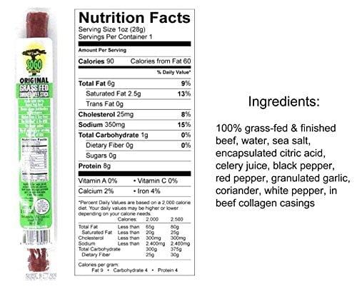 Sugar Free, 100% Grass-Fed, Keto & Paleo Friendly Beef Sticks: No MSG, Gluten or Soy, Never Given Antibiotics or Hormones (Original, 12-Count, 1-oz Stick)