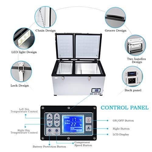 COSTWAY Car Travel Freezer, 84 Quart Portable 2-door Compressor Freezer -4°F to 50°F, Electric Powered Cooler Mini Fridge For Car and Home, Camping, Truck Party (84 Quart)