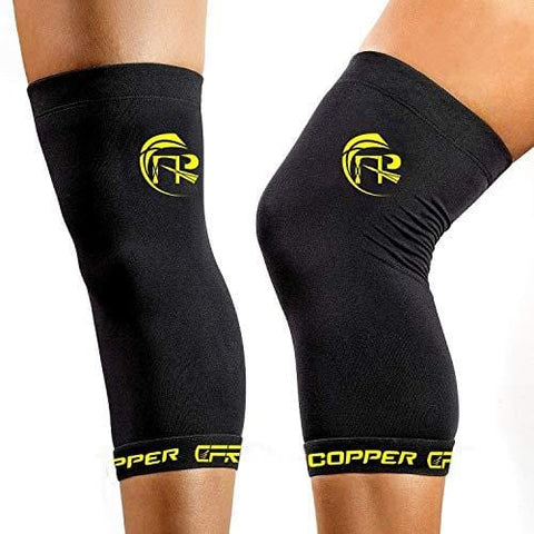 CFR Copper Knee Sleeves One Pair Knee Support Compression Braces High Copper Content Infused Fit for Men and Women Black,2XL - One Pair UPS Post