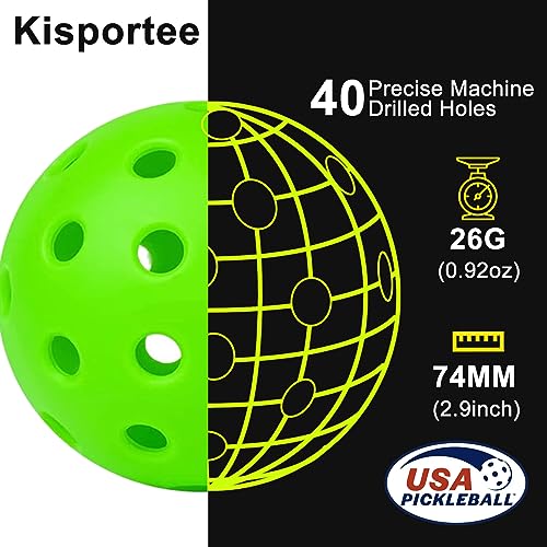 kisportee Pickleballs Balls, 6 Pack Outdoor Pickleball Balls with Mesh Bag for Sport Outdoor Play, High Elasticity & Durable Pickle Ball for All Style Pickleball Paddles, Ideal Sport Pickleballs Gift