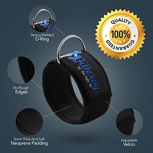 Fitteroy Ankle Straps for Cable Machine and Resistance Exercises (Pair) Strengthens and Tones Glutes and Hamstrings