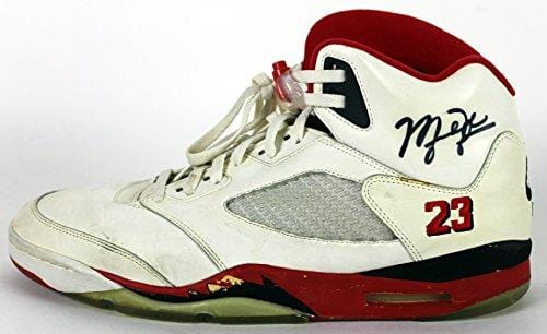 Bulls Michael Jordan Signed 1990 Game Used Nike Air Jordan V Shoes BAS
