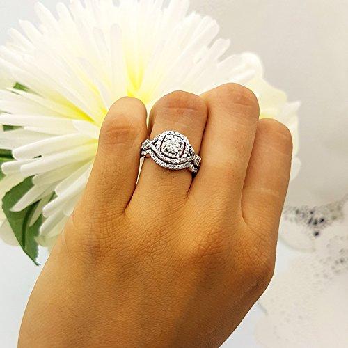 Dazzlingrock Collection 1.00 Carat (ctw) 14K White Diamond Swirl Bridal Halo Engagement Ring Set 1 CT, White Gold, Size 9