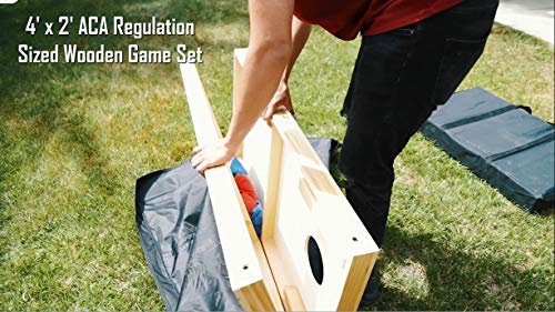 ZENY Portable Wood Cornhole Set Bean Bag Toss Game Set Regulation Size 4'x2' Game Boards & 8 Corn Hole Bean Bags Outdoor Lawn Yard Games
