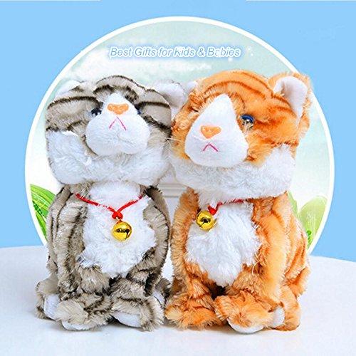 Smalody Plush Cat Walking Pet Sound Control Electronic Cat Interactive Toys Electronic Pets Robot Cat Stand Walk Electronic Toys Best Gift for Girls Baby Children (White)
