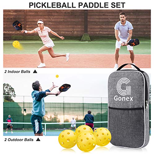 Gonex Pickleball Paddles Set of 2 Graphite Pickleball Set Pickleball Rackets Equipment with Pickleball Racquet, Honeycomb Composite Core, Balls and Carry Bag