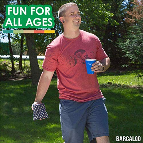 Weather Resistant Cornhole Bean Bags Set of 8 - Duck Cloth - Regulation Size & Weight - Stars and Stripes