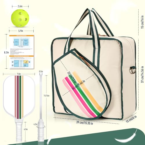 Sprypals Pickleball Bag Pickleball Backpack for Women Men,USAPA Approved Fiberglass Pickleball Paddles Set of 2 with 4 Pickleballs,Premium PickleBall Tote Bag Cute Pickleball Bags for Ladies