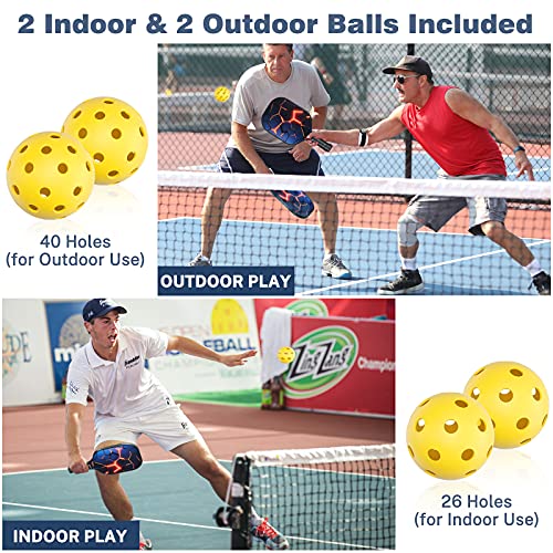 Gonex Pickleball Paddles Set of 4 Graphite Pickleball Set Lightweight Pickleball Racket, 4 Pickleball Paddles and 4 Balls Including Portable Carry Bag