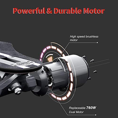 teamgee H5 37" Electric Skateboard with UL Certification E503354, 22 MPH Top Speed, 760W Dual Motor, 11 Miles Range, 14.5 Lbs, 10 Layers Maple Longboard with Wireless Remote Control