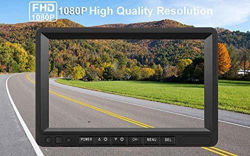 Emmako FHD 1080P Digital Wireless Backup Camera With 7'' DVR Monitor Support Split/Quard Screen  For Trailers,RV,5th Wheels High-Speed Observation System Adjustable Rear/Front View, Guide Lines ON/Off