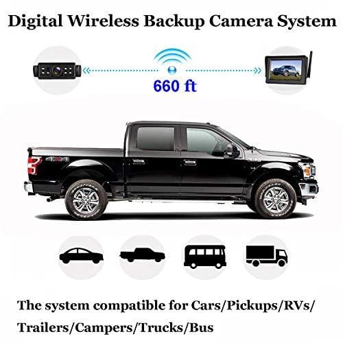 ZSMJ Digital Wireless Backup Camera Kit, Stable Signal Reverse Camera Kit with Super Night Vision, IP68 Waterproof Rear View Camera 4.3'' LCD Monitor for Trucks/RV/Vans/Trailer Over 660ft Transmission