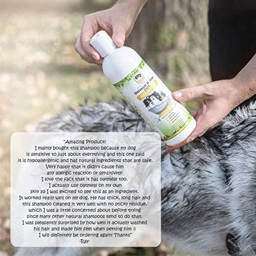 Natural Hypoallergenic Oatmeal Dog Shampoo: Itchy Dry Sensitive Skin Dandruff Wash For Large & Small Breed Adult & Puppy Dogs - Deodorizing & Moisturizing Aloe Pet Hair Grooming Formula - Cruelty Free