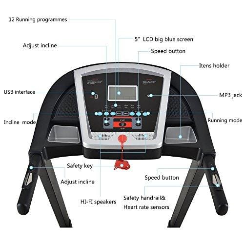 Shayin Treadmills Folding Electric Treadmill Auto Power Incline Running Exercise Machine for Home Gym Exercise Fitness Fold Up