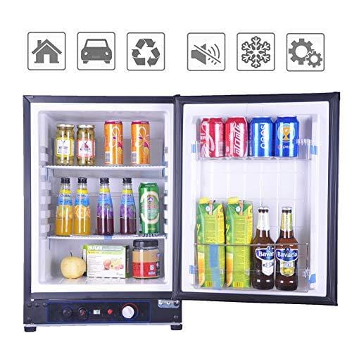 Smad 3 Way Refrigerator 12v Fridge for RV Trucks Peopane Refrigerator No Noise, AC/DC/LPG,55 Qt, Black