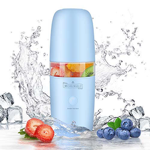 MICHELANGELO Portable Blender, Travel Blender for Shakes and Smoothies, Personal Mini Blender with Travel Cup, On the Go Blender Single Serve for Home, Outdoors, Travel, Gym - Blue
