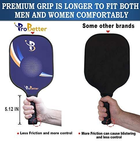 ProBetter Pickleball Paddle Graphite Face Polymer Honeycomb Core - Edge Guard - Racket Cover - Premium Cushion Grip Provides Perfect Balance Power Control for Players of All Levels