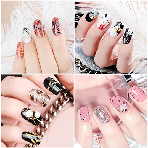 6 Colors Spider Gel, Saviland matrix Gel with Gel Paint Design Nail Art Wire Drawing Gel for Line (White black red blue yellow silver)