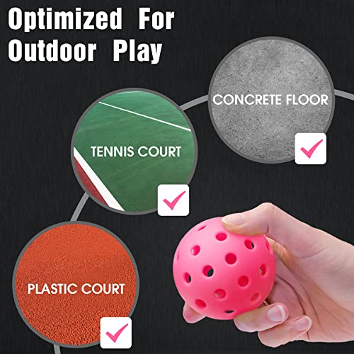 Vvinca Pickleballs 6 Pack Pickleball-Balls Meet USAPA Requirement 40 Holes Outdoor-Pickleballs, Double Tone Luminous Green Blue Pink Tangerine Yellow