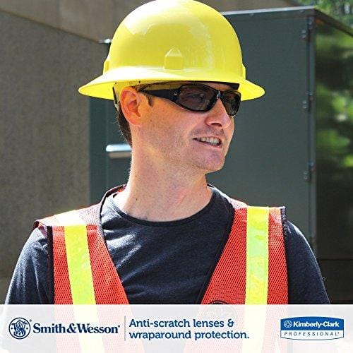 Smith and Wesson Safety Glasses (21303), Elite Safety Sunglasses, Smoke Anti-Fog Lenses with Black Frame