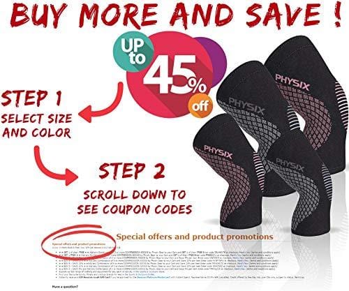 Physix Gear Knee Support Brace - Premium Recovery & Compression Sleeve for Meniscus Tear, ACL, MCL Running & Arthritis - Best Neoprene Stabilizer Wrap for Crossfit, Squats & Workouts (Single Grey L)