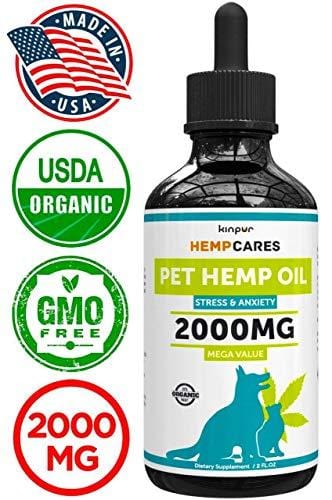 Hemp Oil for Dogs & Cats - 2000mg -100% A Organic Pet Hemp Oil - Anxiety Relief for Dogs & Cats - Supports Hip & Joint Health - Grown & Made in USA - Natural Relief for Pain - Omega 3, 6 & 9
