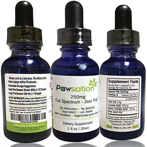 Pawsation Hemp Oil for Dogs and Cats [Organically Grown and Made in USA] Anxiety and Pain Relief Pet Oil that Supports Hip and Joint Health