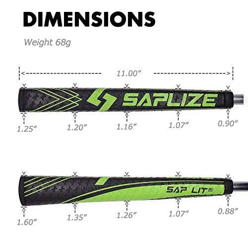 SAPLIZE Golf Putter Grip, Sap Lit V2, Ergonomic Shape, Light, Anti-Slip Pattern, Mid Size, Green
