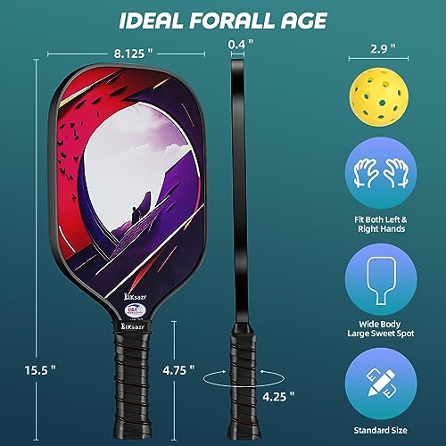 LIKsazr Pickleball Paddles, USAPA Approved Fiberglass Pickleball Set, 2 Pickleball Paddles, 2 Cooling Towels, 4 Pickleball Balls & Pickleball Bag, Pickleball Paddle Gifts for Men Women