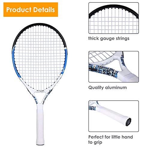 Fostoy Junior Tennis Racket, Tennis Racquet Kids Racket with Storage Bag Perfect for Boys&Girls Sports Training 21.6 inch (Blue)