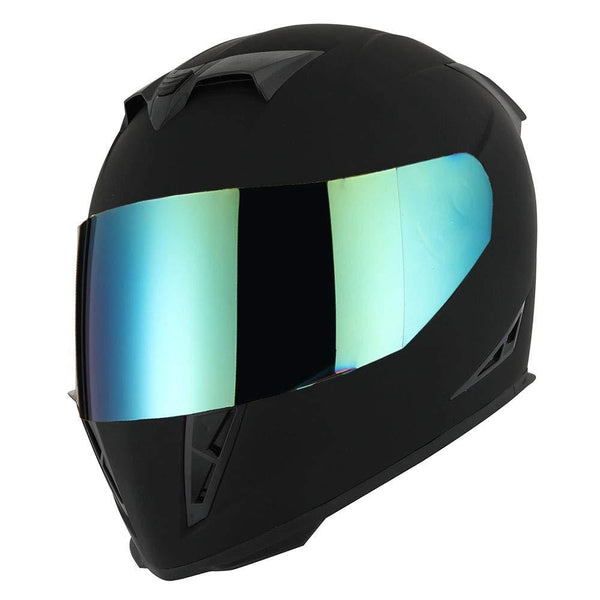 1STorm Motorcycle Full Face Helmet Skull King Matt Black + One Extra Clear Shield, Size Large (57-58 CM,22.4/22.8 Inch)