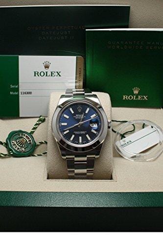 Rolex Datejust II 41 Blue Dial Index Dial Steel Mens Watch 116300