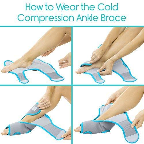 Vive Ankle Ice Pack Wrap - Foot Cold / Hot Compression Brace - Adjustable Freeze Support For Cooling / Heating Achilles Injuries, Tendonitis, Plantar Fasciitis, Sore Feet, Inflammation, Muscle  Sprain