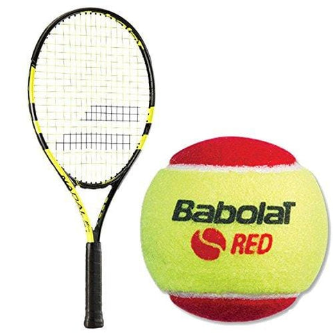 Babolat Nadal Junior 23" Tennis Racquet (Yellow/Black) bundled with a 3 Pack of Red Felt Kids' Tennis Balls (Age 8 & Under)